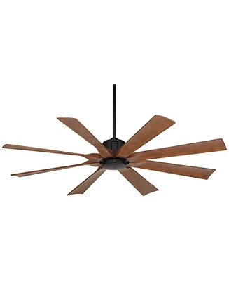 60" Defender Modern Industrial Indoor Outdoor Ceiling Fan with Remote Control Matte Black Hand-Painted Koa Damp Rated for Patio Exterior House Ho