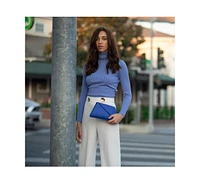 Susu Leather Clutch Bag Evening Purse Crossbody Cobalt Blue Unique Women's Handbag