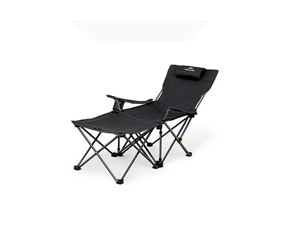 Naturehike, Outdoor Camping Recliner Chair with Side Table, Relaxing Folding Lounge Chair, Adjustable Tilt Chaise Cup Holder, 600D Oxford