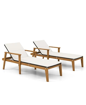Gymax Outdoor Chaise Lounge Chair Set of 2 w/ Armrests & 4-Level Backrest Adjustment