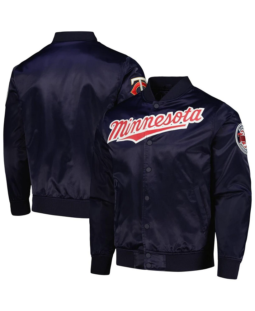 Pro Standard Men's Navy Minnesota Twins Wordmark Satin Full-Snap Jacket