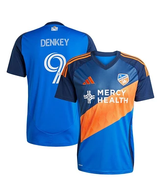 Adidas Men's Kevin Denkey Blue Fc Cincinnati 2025 Orange and Legacy Kit Replica Player Jersey
