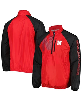 G-iii Sports by Carl Banks Men's Scarlet/Black Nebraska Huskers Point Guard Raglan Half-Zip Jacket