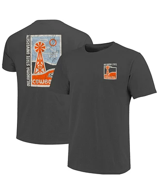 Image One Men's Graphite Oklahoma State Cowboys Comfort Colors Minimal Vista Distressed Graphics T-Shirt