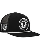 Mitchell & Ness Men's Black Brooklyn Nets Roper Trucker Snapback Hat