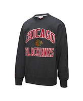 Mitchell & Ness Men's Heather Charcoal Chicago Blackhawks Playoff Win Fleece Pullover Sweatshirt
