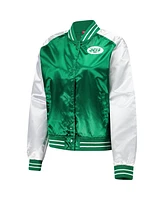 Mitchell & Ness Women's Green New York Jets Team 2.0 Satin Raglan Full-Snap Jacket
