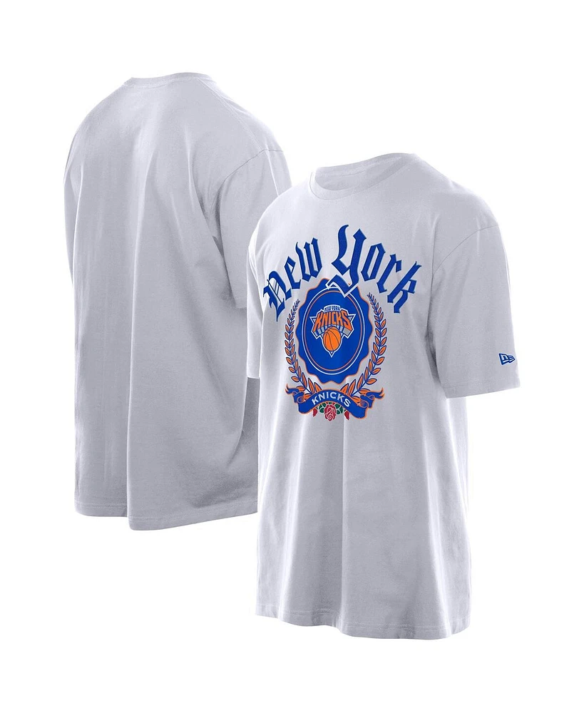New Era Men's White York Knicks Throwback Prep Oversized T-Shirt