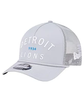 New Era Men's Gray Detroit Lions Active Minimalist M-Crown A-Frame 9FORTY Adjustable Hat