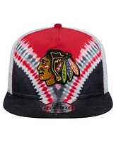 New Era Men's Black/Red Chicago Blackhawks Throwback V-Dye Adjustable Golfer Hat