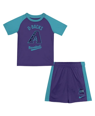 Nike Little Boys and Girls 2-Piece Court Purple Arizona Diamondbacks 2025 City Connect T-Shirt Shorts Set