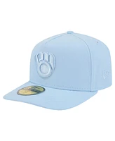 New Era Men's Light Blue Milwaukee Brewers Color Pack A-Frame 59FIFTY Fitted Hat