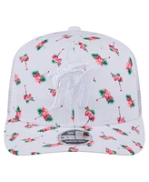 New Era Men's White Miami Marlins Flamingo Mesh Back 9SEVENTY Stretch-Snap Hat