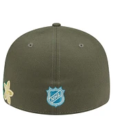 New Era Men's Olive Vegas Golden Knights Tonal Florals 59FIFTY Fitted Hat