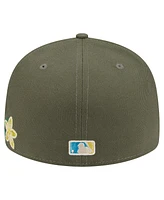 New Era Men's Olive Chicago Cubs Tonal Florals 59FIFTY Fitted Hat