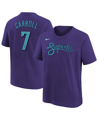 Nike Big Boys and Girls Corbin Carroll Purple Arizona Diamondbacks Fuse City Connect Name Number T-Shirt