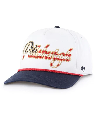 '47 Brand Men's White Pittsburgh Steelers Patriotic Overhand Hitch Adjustable Hat
