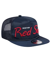 New Era Men's Navy Boston Red Sox Retro Satin Script Golfer Adjustable Hat