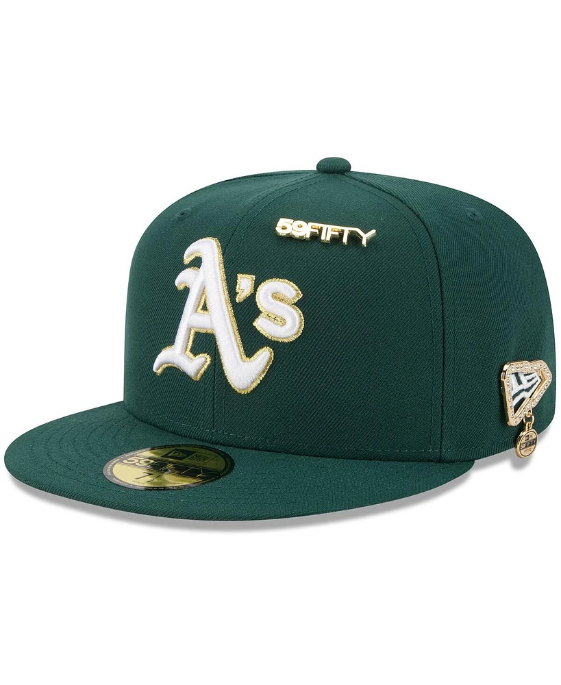 New Era Men's Dark Green Athletics 2025 59FIFTY Day Fitted with Pins Hat