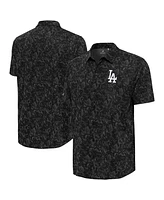 Antigua Men's Black Los Angeles Dodgers Lush Button-Up Shirt