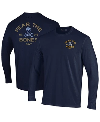 Under Armour Men's Navy Midshipmen Distressed Jolly Rogers Performance Long Sleeve T-Shirt