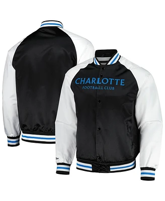 Mitchell & Ness Men's Black Charlotte Fc Satin Raglan Full-Snap Jacket