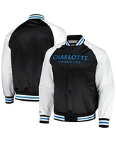 Mitchell & Ness Men's Black Charlotte Fc Satin Raglan Full-Snap Jacket