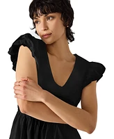 Steve Madden Women's Cotton Puff-Sleeve Midi Dress