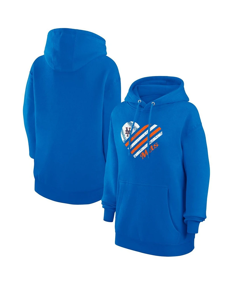 G-iii 4Her by Carl Banks Women's Royal New York Mets Heart Fleece Pullover Hoodie