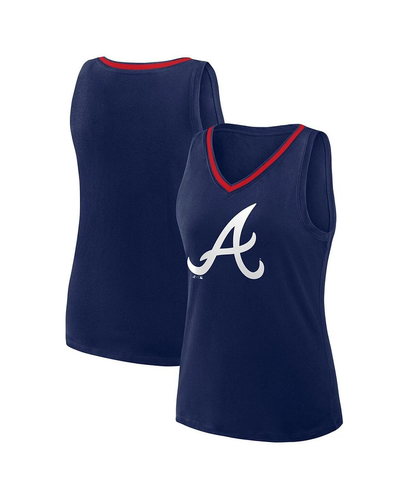 Logo Athletic Women's Navy Atlanta Braves Stellar Win V-Neck Tank Top