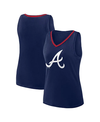 Logo Athletic Women's Navy Atlanta Braves Stellar Win V-Neck Tank Top