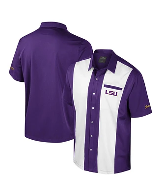 Colosseum Men's Purple Lsu Tigers Strike Bowling Button-Up Shirt