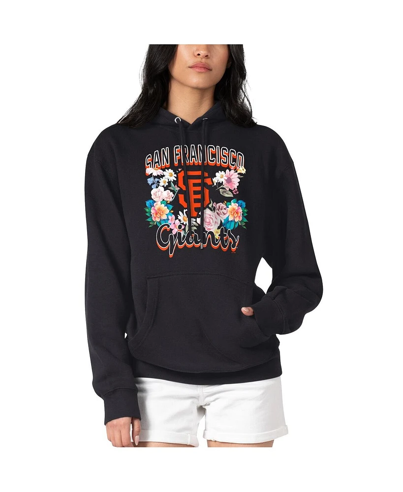 G-iii 4Her by Carl Banks Women's Black San Francisco Giants Flowers Graphic Pullover Hoodie