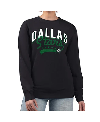 G-iii 4Her by Carl Banks Women's Black Dallas Stars Filigree Team Graphic Fleece Pullover Sweatshirt