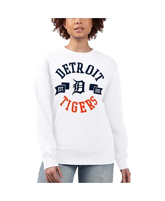 G-iii 4Her by Carl Banks Women's White Detroit Tigers Team Logo Fleece Pullover Sweatshirt