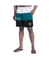 G-iii Sports by Carl Banks Men's Black/Teal Jacksonville Jaguars Sunrise Volley Swim Shorts