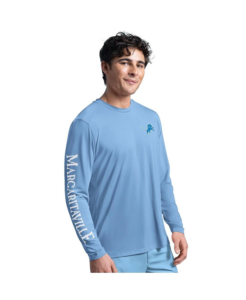Margaritaville Men's Light Blue Detroit Lions Rock Harbor Long Sleeve Rash Guard Top