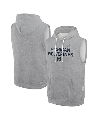 Jordan Men's Heather Gray Michigan Wolverines 2025 Sideline Performance Sleeveless Pullover Hoodie