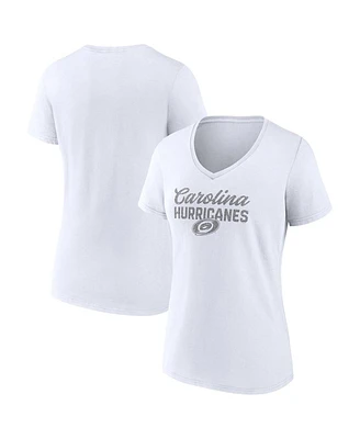 Fanatics Women's Carolina Hurricanes White Out V-Neck T-Shirt