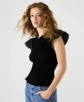 Steve Madden Women's Smocked Ruffle Cecilie Top
