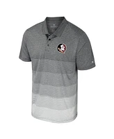 Colosseum Men's Gray Florida State Seminoles Striped Mesh Polo Shirt