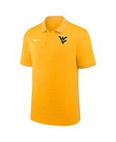 Nike Men's Gold West Virginia Mountaineers 2025 Early Season Coaches Sideline Victory Stripe Performance Polo Shirt
