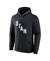 Fanatics Men's Nick Schmaltz Black Nhl Utah Authentic Stack Name Number Tri-Blend Pullover Hoodie