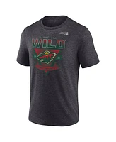 Fanatics Men's Heather Charcoal Minnesota Wild 2025 Stanley Cup Playoffs Crossbar Tri-Blend T-Shirt