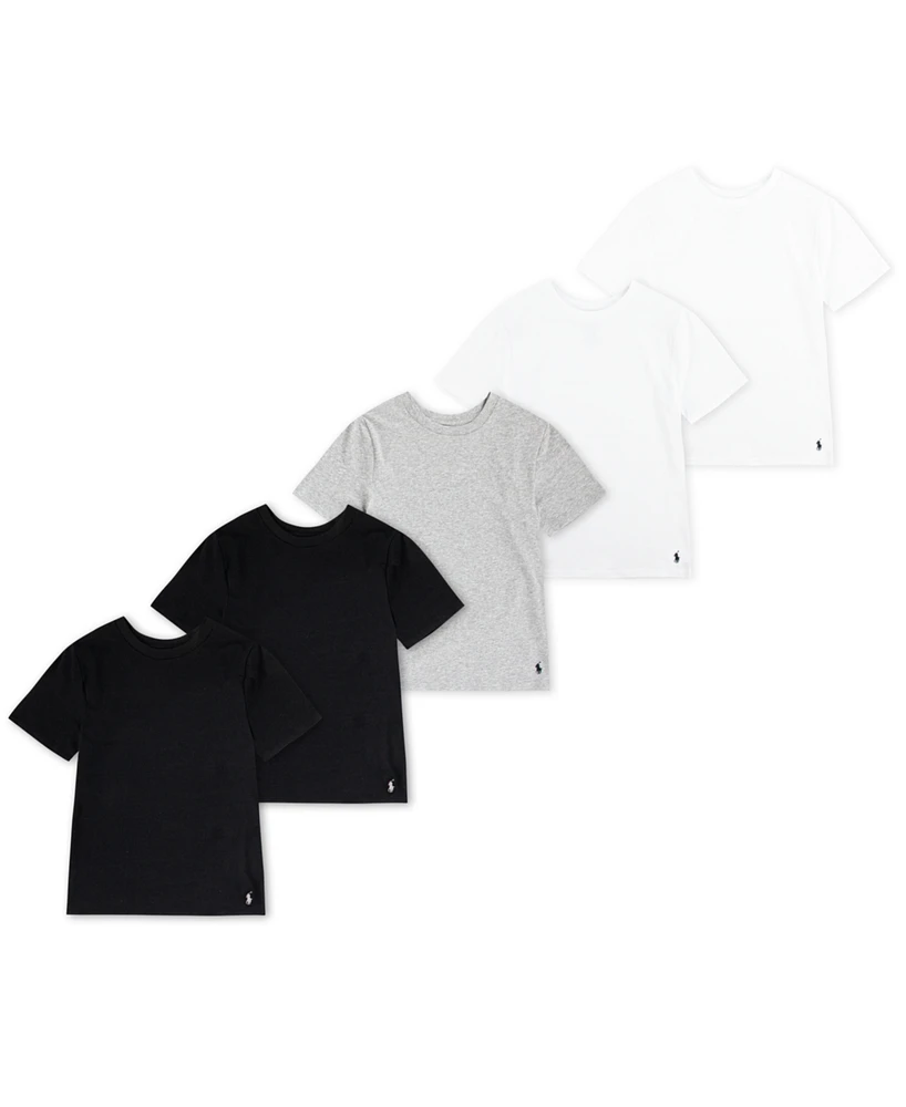 Polo Ralph Lauren Big Boys Crewneck Undershirts, 5 Pack