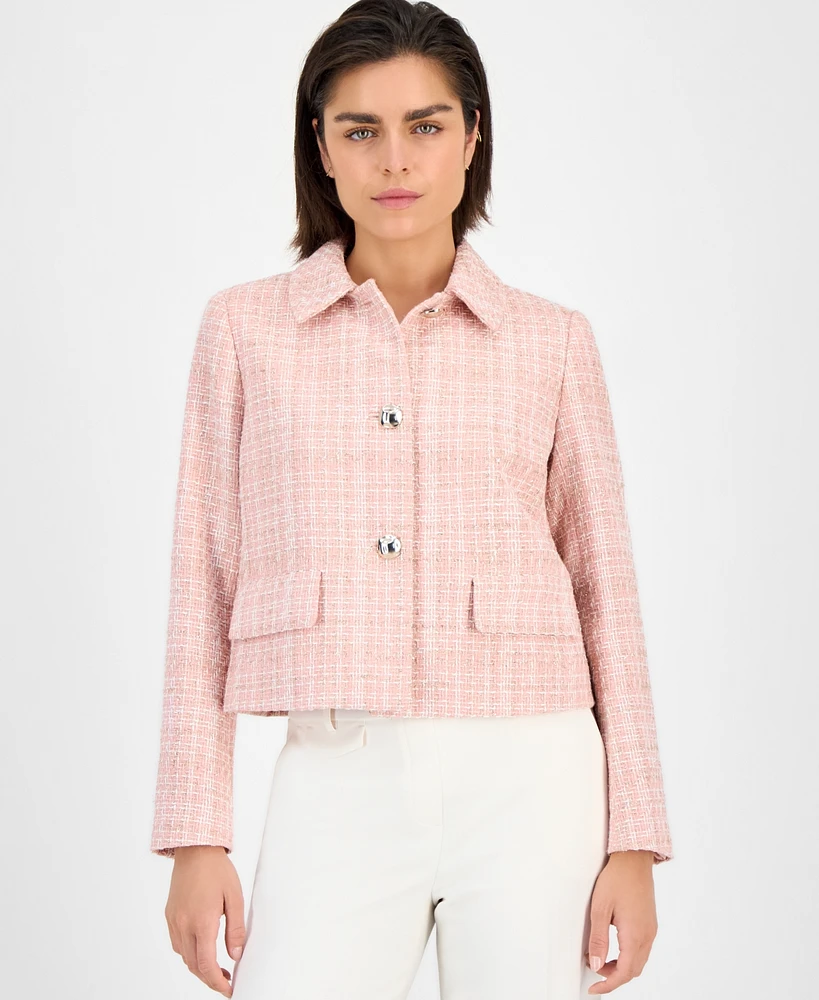 Anne Klein Women's Cropped Button-Front Collared Jacket