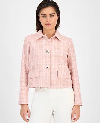 Anne Klein Women's Cropped Button-Front Collared Jacket