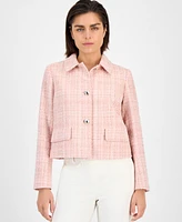 Anne Klein Women's Cropped Button-Front Collared Jacket