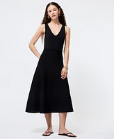 French Connection Women's V-Neck Fit & Flare Midi Dress