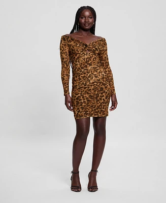 Guess Women's Kendall Printed Off-the-Shoulder Bodycon Dress